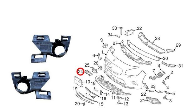 NEW GENUINE MERCEDES BENZ W117 CLA 45 AMG FL FRONT BUMPER MOUNTING BRACKETS PAIR - Image 3
