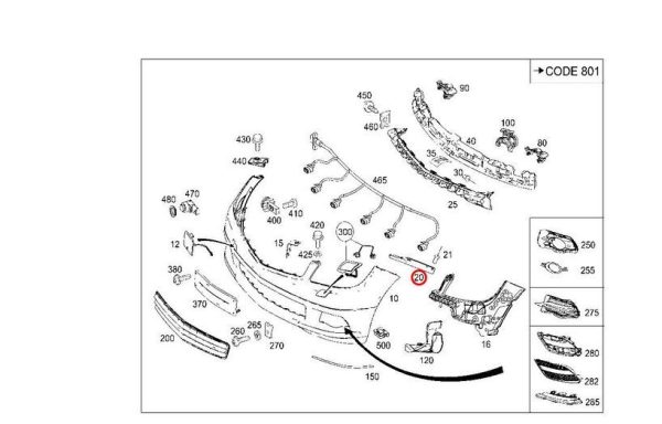 NEW GENUINE MERCEDES BENZ C CLASS W204 AMG STYLING FRONT BUMPER MOUNTINGS SET - Image 3