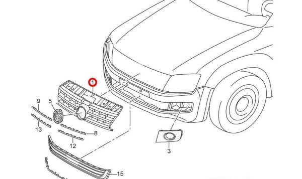 NEW GENUINE VW AMAROK FRONT CENTER RADIATOR GRILL 2HH8536539B9 - Image 3