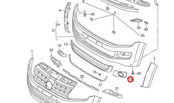 NEW GENUINE VW AMAROK FRONT BUMPER FOG LIGHT GRILL COVER LEFT N/S 2HH807489A9B9 - Image 3