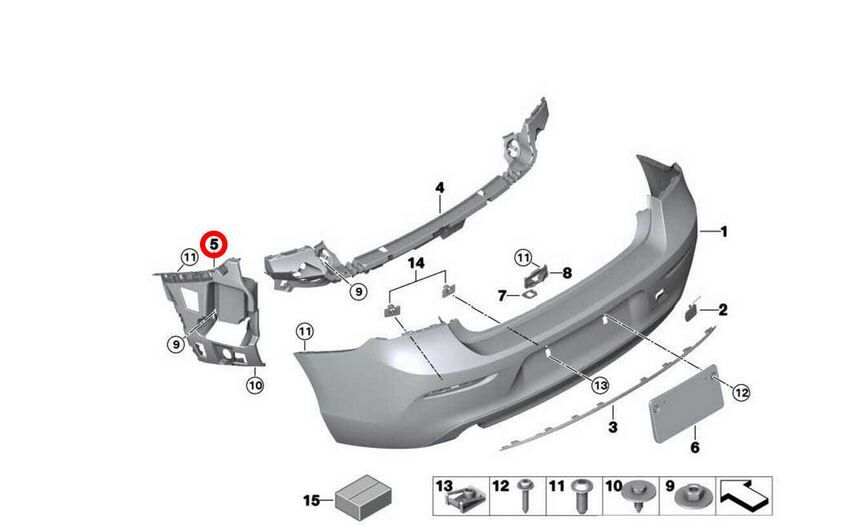 NEW GENUINE BMW 1 SERIES F20 F21 LCI REAR BUMPER MOUNTING BRACKET LEFT N/S 51127371753 - Image 3