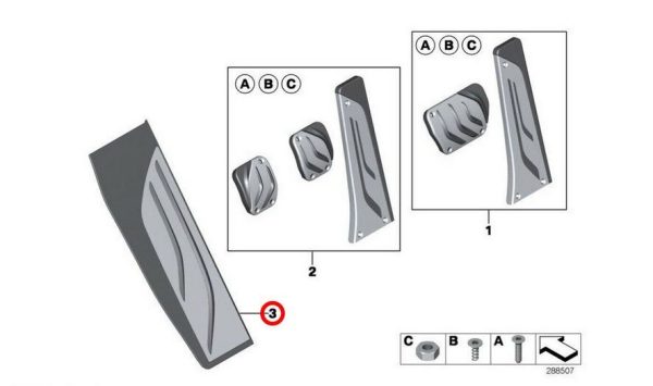 BMW NEW GENUINE M PERFORMANCE STAINLESS STEEL FOOTREST COVER PAD 51472413361 - Image 3
