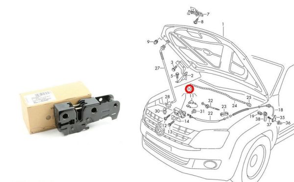 NEW GENUINE VW AMAROK 2010 - 2017 BONNET HOOD CENTER LID LOCK 1Z0823509F - Image 3