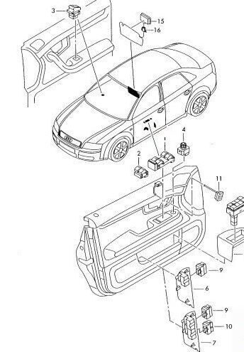 NEW GENUINE AUDI A4 CABRIO 03-09 RIGHT O/S RHD CENTRAL LOCKING SWITCH BLACK 8E29621085PR - Image 5