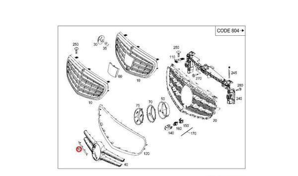 NEW GENUINE MERCEDES BENZ E CLASS W212 FRONT CENTER GRILL CHROME TRIMS SET 4 PCS - Image 3