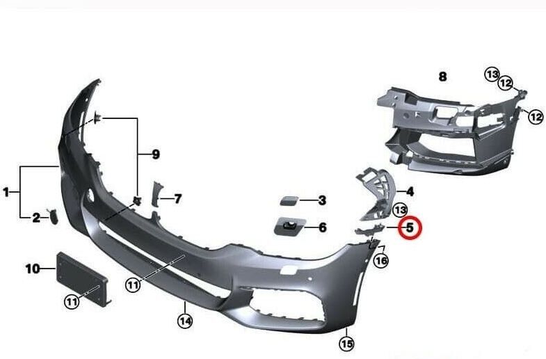 NEW GENUINE BMW 5 Series G30 G31 FRONT BUMPER GUIDES PAIR SET LEFT N/S RIGHT O/S - Image 3