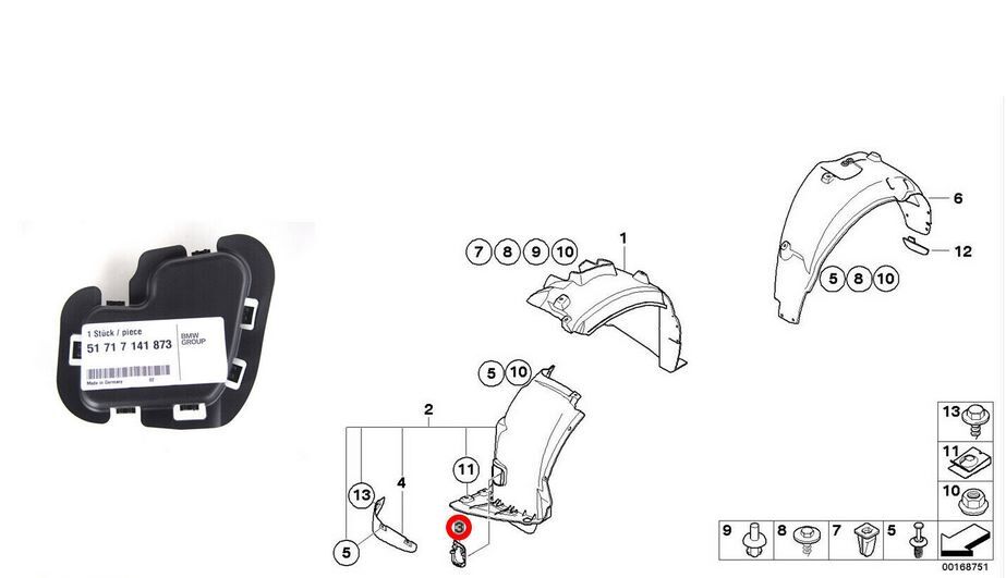 NEW GENUINE BMW 1 SERIES E81 E87 FRONT WHEEL ARCH ACCESS COVER LEFT N/S 51717141873 - Image 4