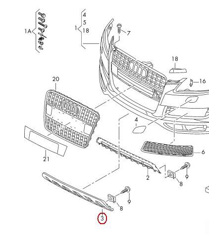 NEW GENUINE AUDI Q7 10-15 S-LINE FRONT BUMPER LOWER VALANCE TRIM AND LOWER GRILL - Image 4