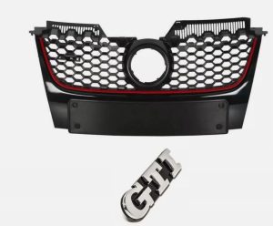 NEW GENUINE VW GOLF V GTI 05-09 FRONT BUMPER UPPER CENTER GRILL 1K0853651EVW8 + 1K6853679DFXC
